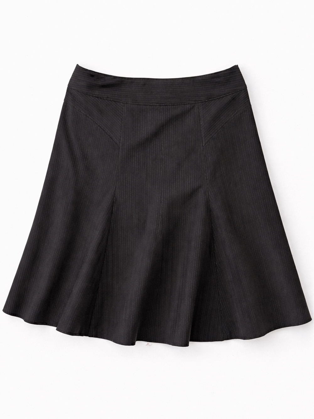 Black Pinstripe Wool Blend A-Line Midi Skirt Gerard Darel Size 14